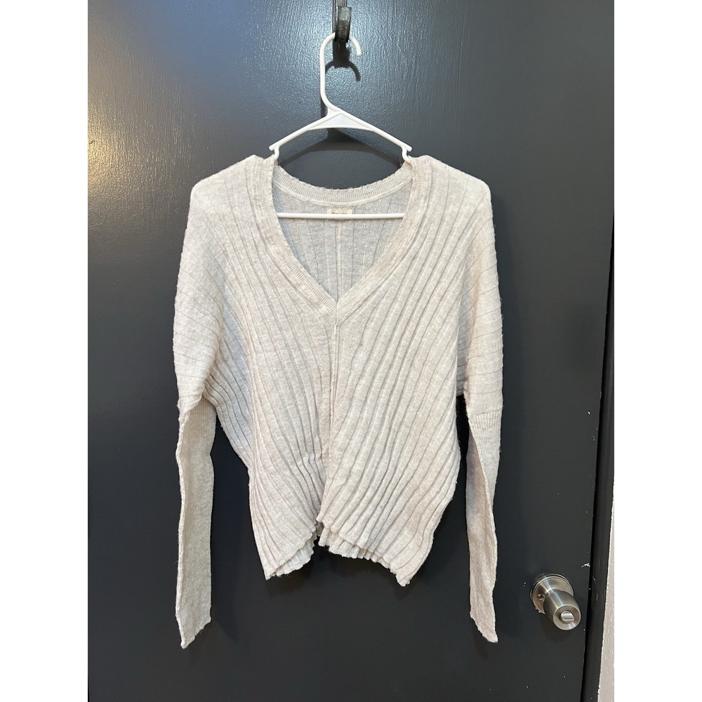 PILCRO Anthro Cream Knit Sweater Sz XL Stretchy Boho Cozy Soft